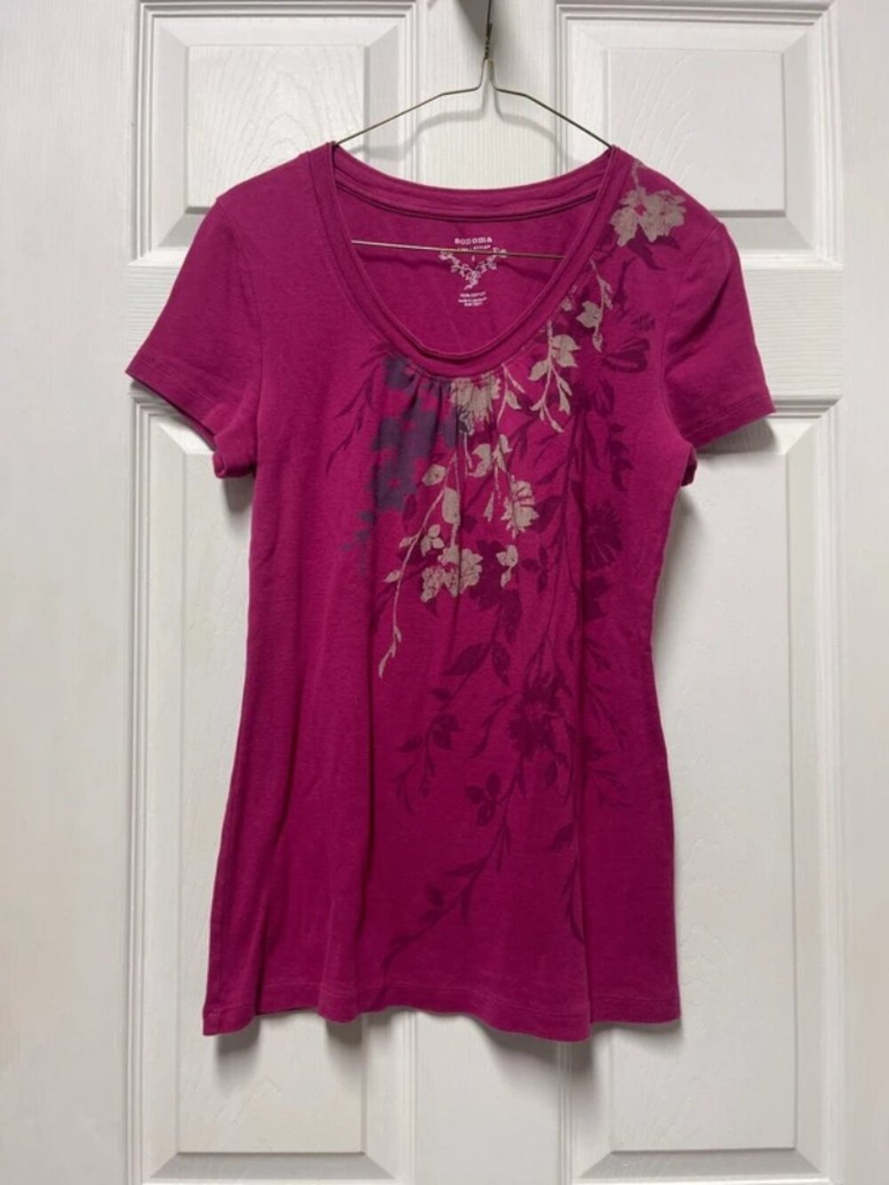 Sonoma pink floral cotton top short sleeve Small
